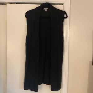 2-ply 100% cashmere, sleeveless, black, long & open cardigan from Charter Club.